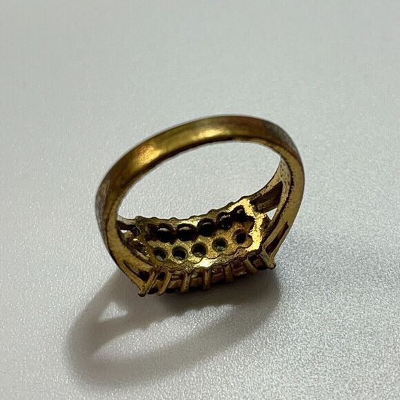 Vintage Estate Ruby Ring Size 7.5 18K Gold Plated Signed GRK Flaws - Picture 9 of 16